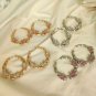 Pink Silver Rhinestone Crystal Butterfly Bamboo Fashion Jewelry Hoop Earrings
