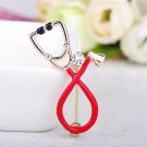 Red Gold Brooch Stethoscope Style Statement Pin Brooch Trend Fashion Jewelry
