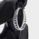 Silver Heart Shaped 3" Cut Out Fun Fashion Trend Modern Rhinestone Hoop Earrings