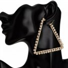 Gold Rhinestone Crystal Triangle Hoop Earrings