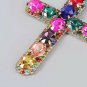 MultiColored Gold Cross Rhinestone Crystal Fashion Trendy Dangle Earrings Cute