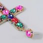 MultiColored Gold Cross Rhinestone Crystal Fashion Trendy Dangle Earrings Cute