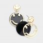 Black Gold Smiley Face Shaped Layered Fashion 1.5 Inch Cute Fun Dangle Earrings