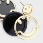 Black Gold Smiley Face Shaped Layered Fashion 1.5 Inch Cute Fun Dangle Earrings