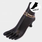 Gold Chain BABYGIRL 3 Piece Worded Pendant Layered Anklet Metal North Star Link