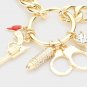 Gold Handcuffs Bullet Gun Chain Link Dangle Rhinestone Crystal Charm Bracelet