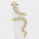 Gold Wrapped Snake Ring Rhinestone Crystal Wiggle Coiled Style Finger Jewelry