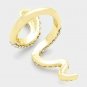 Gold Wrapped Snake Ring Rhinestone Crystal Wiggle Coiled Style Finger Jewelry
