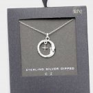 Silver Moon Necklace Pendant Rhinestone Crystal Round CZ Statement Chain Jewelry