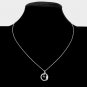 Silver Moon Necklace Pendant Rhinestone Crystal Round CZ Statement Chain Jewelry