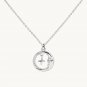 Silver Moon Necklace Pendant Rhinestone Crystal Round CZ Statement Chain Jewelry