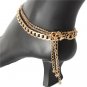 Gold Coin Layered Rhinestone Crystal Pendant Anklet Chain Style Bling Cute Charm