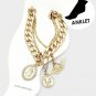 Gold Coin Layered Rhinestone Crystal Pendant Anklet Chain Style Bling Cute Charm