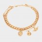 Gold Coin Layered Rhinestone Crystal Pendant Anklet Chain Style Bling Cute Charm