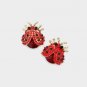 Red Ladybug Rhinestone Gold Pendant Fashion Jewelry Stud Earrings Cute Style