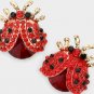 Red Ladybug Rhinestone Gold Pendant Fashion Jewelry Stud Earrings Cute Style
