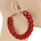 Large Red Chain Link Hoop Earrings Fashion Jewelry Huge