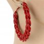 Large Red Chain Link Hoop Earrings Fashion Jewelry Huge