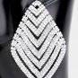 Silver Crystal Rhombus V Shape Rhinestone Stylish Formal Trendy Dangle Earrings