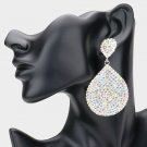 Silver Crystal Double Teardrop Rhinestone Stylish Formal Trendy Dangle Earrings