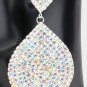 Silver Crystal Double Teardrop Rhinestone Stylish Formal Trendy Dangle Earrings