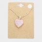 Pink Rose Gold Heart Pendant Necklace Chain Charm Rhinestone Crystal CZ Jewelry
