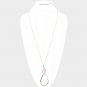 Long Pink Gold Necklace Stone Teardrop Pendant Chain Cute Sweater Jewelry Trendy