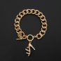 Pink Gold Stiletto Shoe Chain Link Dangle Rhinestone Crystal Charm Bracelet Heel