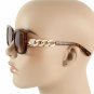 Sexy Rectangle Black Brown Leopard Print Sunglasses Cute Gold Chain Link Arm