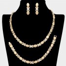 Gold 3 Piece X and O Style Necklace Jewelry Set Rhinestone Statement Chain XOXO