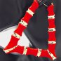 Red and Gold Bamboo Door Knocker Earrings Trendy Triangle Large Hoop Jewelry
