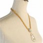 Gold Clear Stone Gem Pendant Necklace Cute Crystal Charm Set
