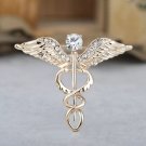 Gold Crystal Brooch Pin Nurse Doctor Medical Hospital Badge Wing Clip