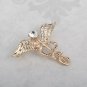 Gold Crystal Brooch Pin Nurse Doctor Medical Hospital Badge Wing Clip