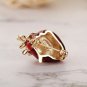 Gold Red Heart Crystal Brooch Pin Registered Nurse Doctor Anatomy Cardiologist