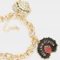 Gold Pendant Charms Crystal BLACK GIRL MAGIC Afro Statement Chain Link Bracelet