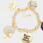 Gold Pendant Charms Crystal BLACK GIRL MAGIC Afro Statement Chain Link Bracelet