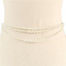 Gold Pearl Accented Waist Chain Bling Belt Trendy Statement Accessories Womens