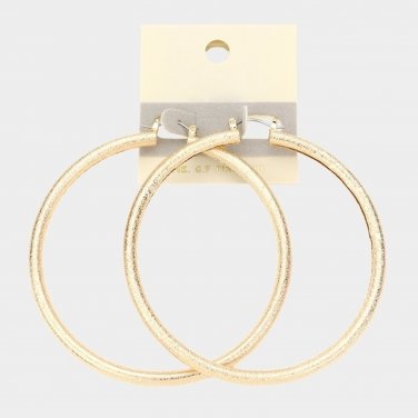 14K Gold Hoop Earrings Casual Simple Style Circle Everyday Textured Metal Womens