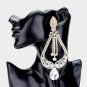 Gold Crystal Clip On Oversized Dangle Earrings Statement Bling Jewels ClipOns
