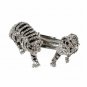 Black Silver Tiger Rhinestone Double Head Cuff Bracelet Bangle Statement Jewelry