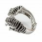 Black Silver Tiger Rhinestone Double Head Cuff Bracelet Bangle Statement Jewelry