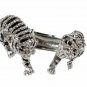 Black Silver Tiger Rhinestone Double Head Cuff Bracelet Bangle Statement Jewelry