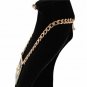 Gold Black Lion Head Charm Pendant Necklace Rhinestone Crystal Square Link Set