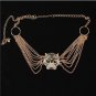 Gold Tiger Head Medallion Chain Link Pendant Belt Crystal MultiLayered Statement