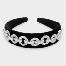 Black and Silver Rhinestone Crystal Chain Link Headband Hair Statement Accessory
