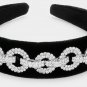 Black and Silver Rhinestone Crystal Chain Link Headband Hair Statement Accessory