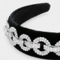Black and Silver Rhinestone Crystal Chain Link Headband Hair Statement Accessory