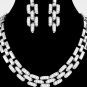 Silver Rhinestone Metal Link Necklace Chain Crystal Fashion Jewelry Accessory