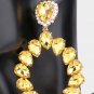 Big Yellow Teardrop Crystal Dangle Earrings Party Holiday Gold Statement Jewelry